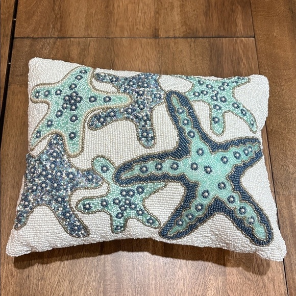 Coastal Collection Other - Coastal Collection Starfish Accent Throw Pillow Fully Beaded Front